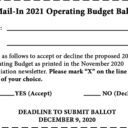 2021 Mail-In Budget Ballot